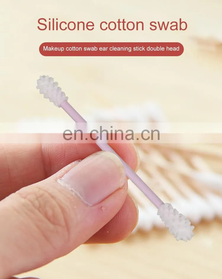 Reusable Cotton Swab Ear Cleaning Silicone Washable Makeup Swabs Sticks Soft Flexible Make Up Tools Kit