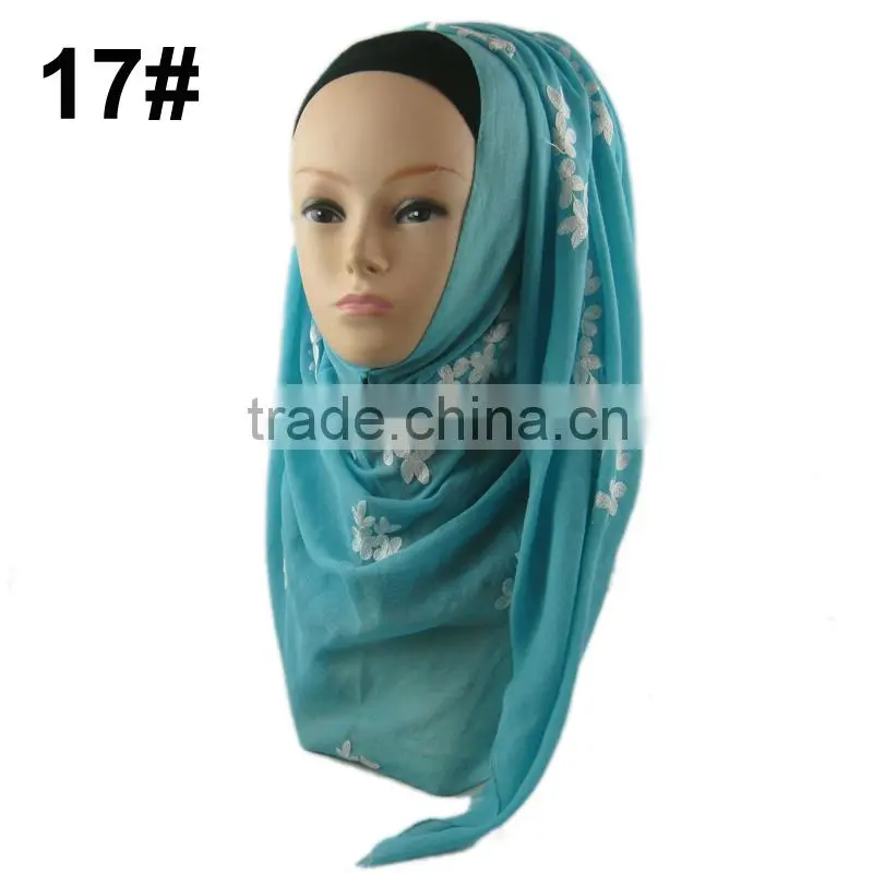 Fashion viscose 180*70cm embroid muslim LONG scarf islamic HEADSCARF