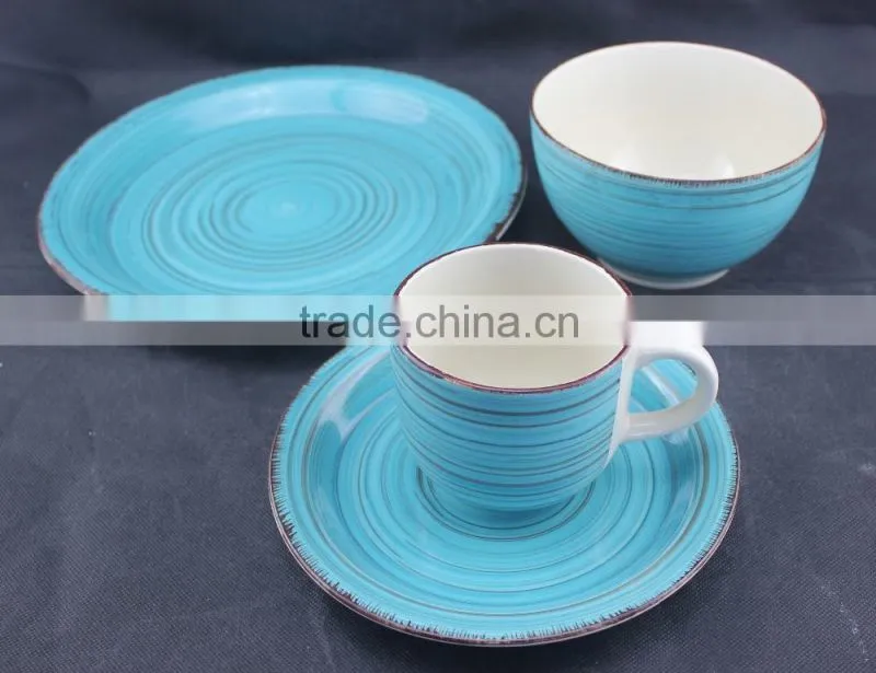 16 pcs stonewareware dinner set with dish plate and coffee mug