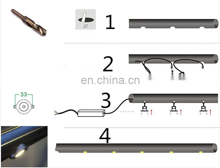 Stairs Stainless Cable IP67 Waterproof Interior Exterior Outdoor Handrail Led Light