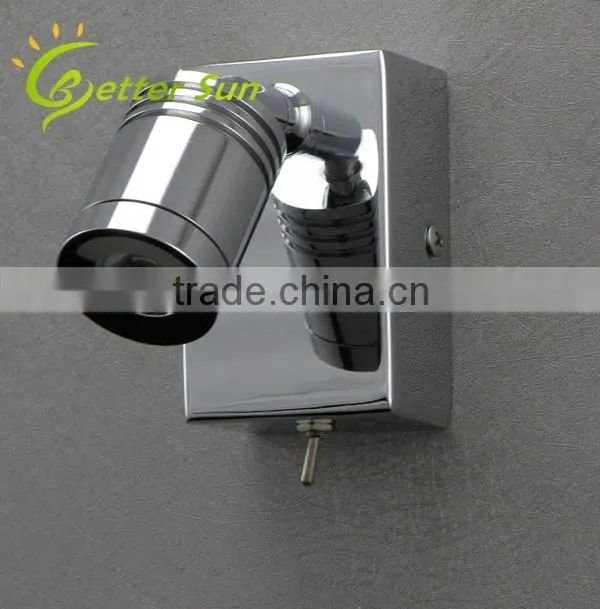 3W Chrome Color With Switch Small LED Wall Light for Bed Reading
