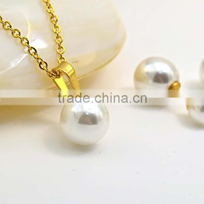 Bridal jewelry set 316l stainless steel lady pearl jewelry set