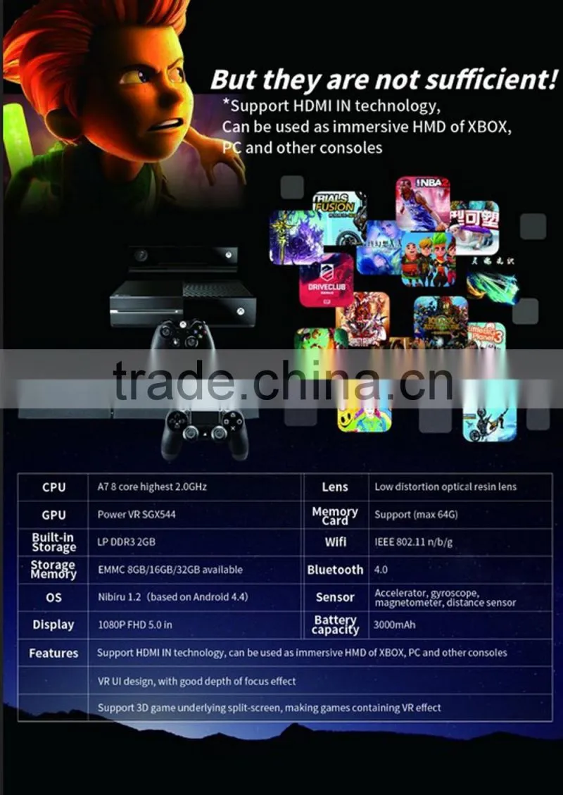 2016 Hot and New! Octa core VR box all in one Virtual Reality 3D glasses Google Play pre-installed CX-VR