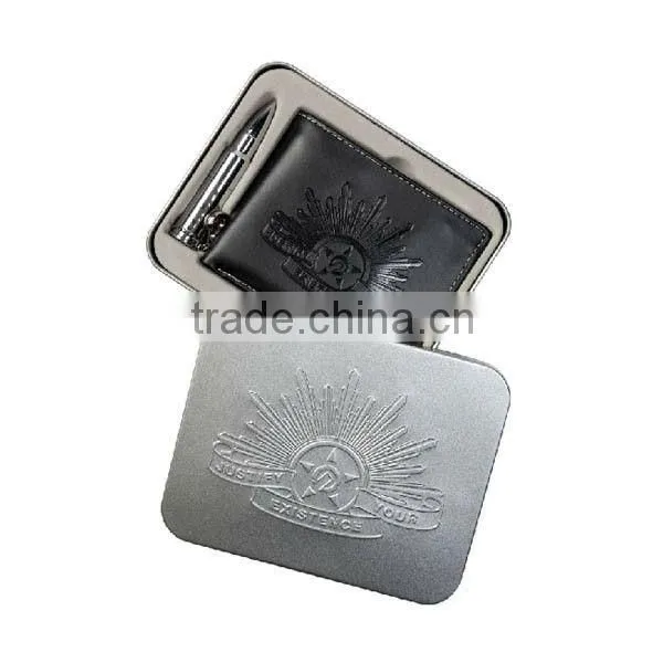 luxury rectangular metal wallet tin case packaging