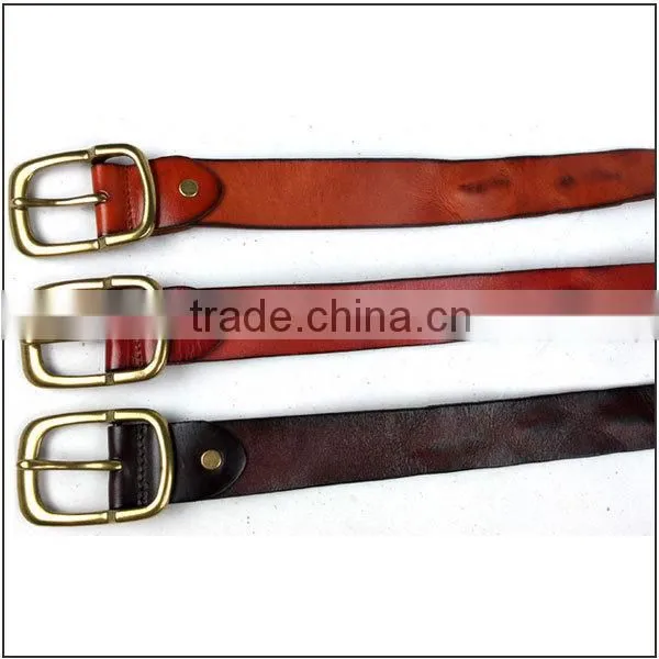 Genuine leather men's fashion belt with designer belt buckles