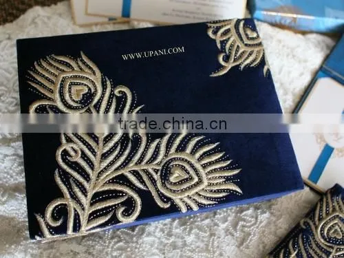 Peacock Velvet Wedding Invitation