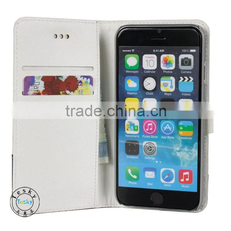 hand flip leather wallet phone case for iphone 6, for iphone 6 case 4.7 inch