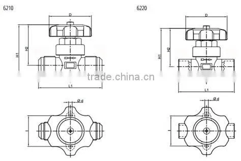 BLR Series Refrigeration Brass Shut Off O-ring Type Diaphragm Hand Valve