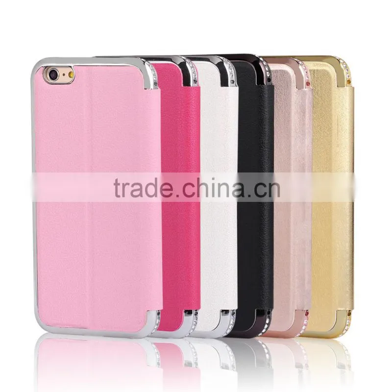 2015 Metal Cell Phone Leather Cases for iPhone