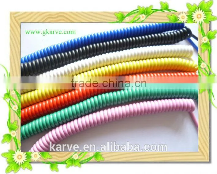 1.8m colorful DC 3.5 M-M spiral audio cable with metal connector