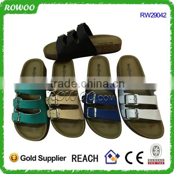 New style buckles design cork OEM women slippers