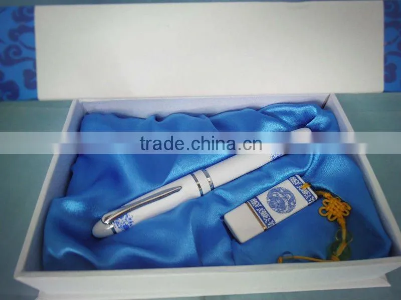 PO-01-pretty blue and white porcelain ball pen for gift
