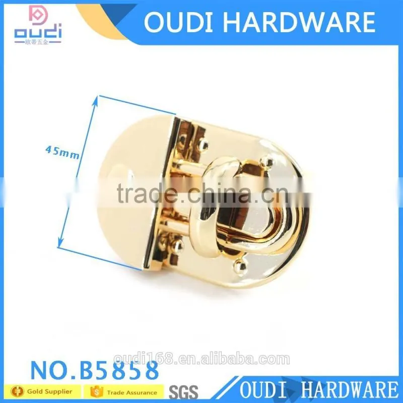 Fashion Handbag Lock Shiny Light Gold Metal Clip Bag Lock For Woman Bag