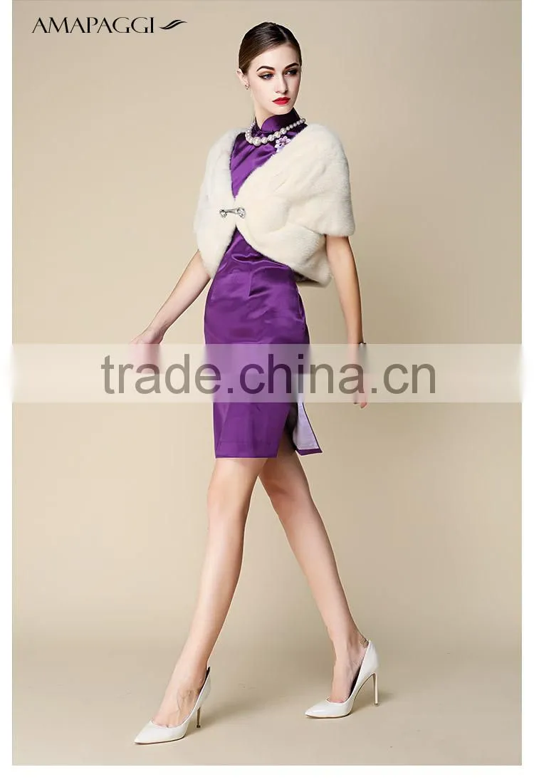 custom white mink fur shawl for girls