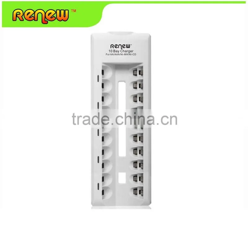 Wholesale RENEW 10 Bay/Slot AA AAA Ni-MH Ni-Cd Quick Charger Smart Battery Charger for Rechargeable Batteries S9 charger