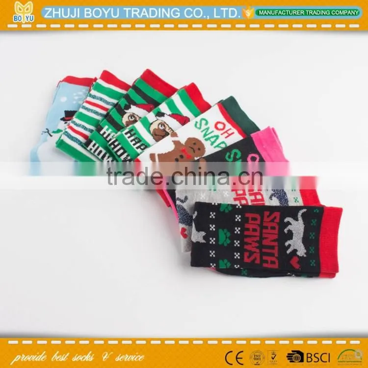 BY-161613 Young girl Knee high socks striped sock ;Colored christmas socks Holiday socks