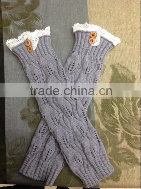 Wholesale Acrylic Knitted Leg Warmers With Buttons For Women Girl Lace Leg Warmers