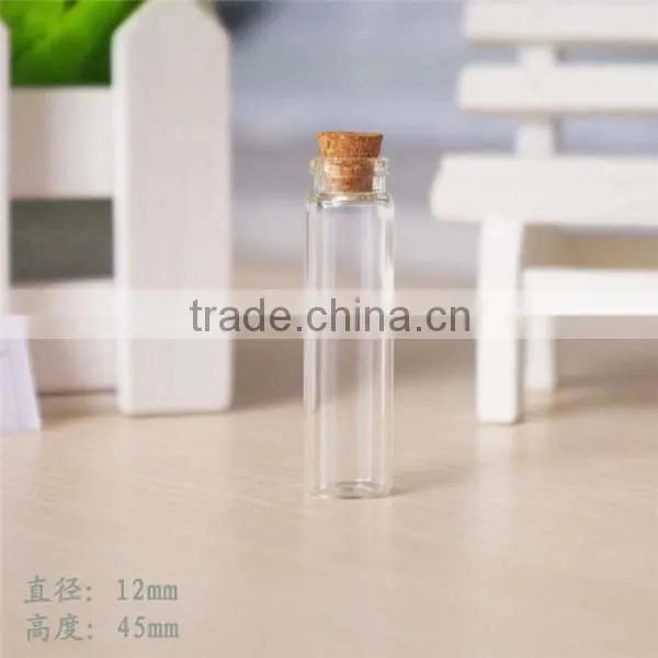 12mm diameter small glass bottle design with cork