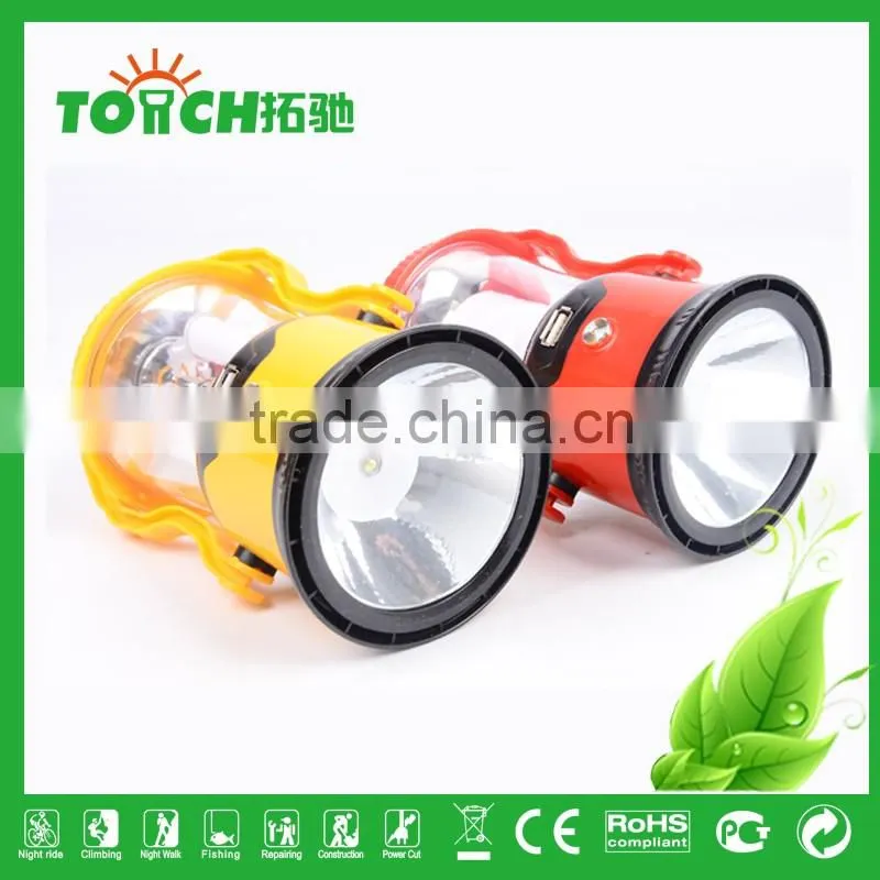 Vintage Design Red&Yellow Color ABS Plastic Lantern Solar LED Camping Light with 3w Torch Light