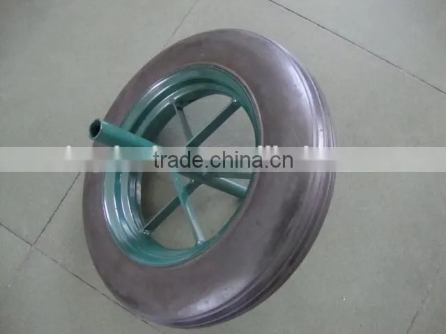 Pneumatic wheelbarrow 16 inch trolley wheels Solid rubber tyre