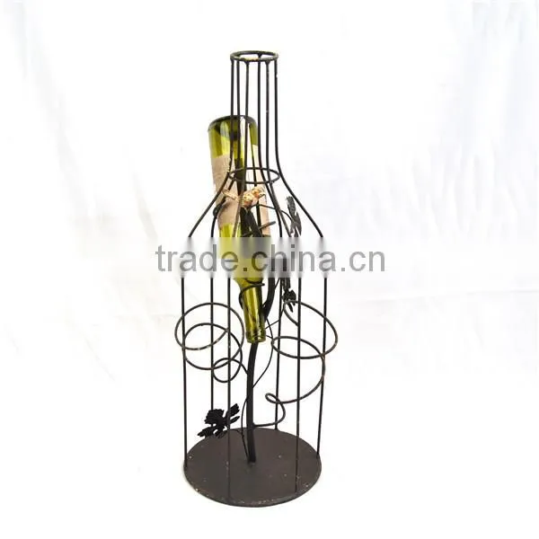 13A187NV Decorative bottle shaped metal wine holder