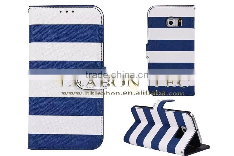 hot new products for 2015, fancy color strip wallet leather case for samsung galaxy s6 edge,