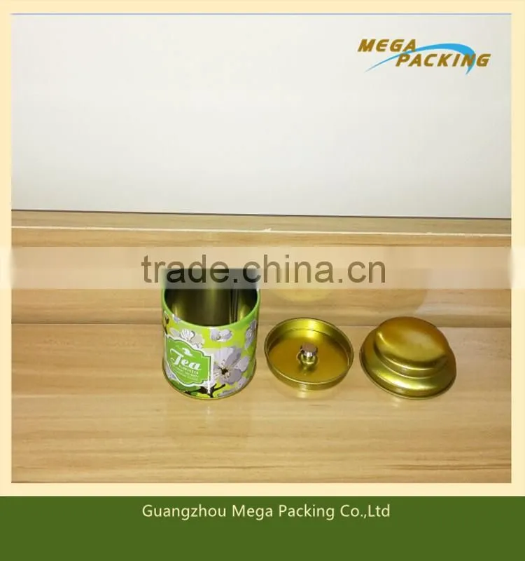 Factory directly sale Low price High Quality tea tin box with inner cap, round tin box