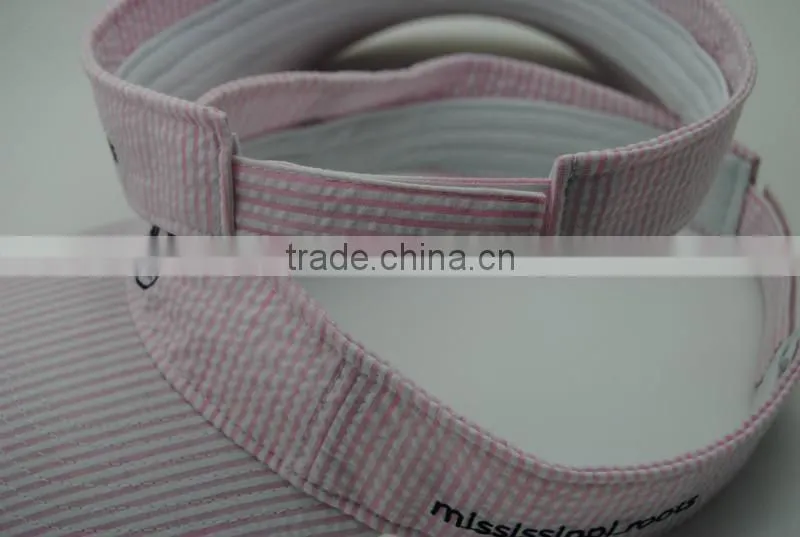 white and pink curved brim sun visor cap