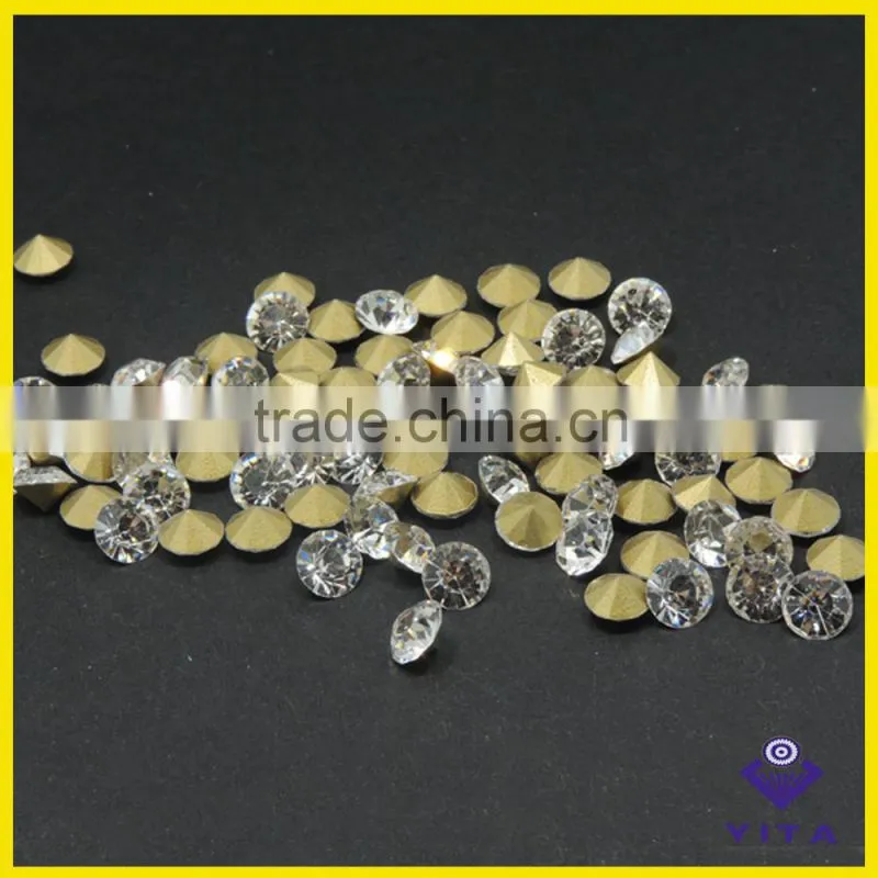 Big size white machine cut glass chaton crystal point back rhinestone for jewelry