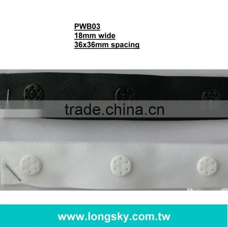 (#PWB01) Taiwan high class plastic polyester snappy button tape for clothing