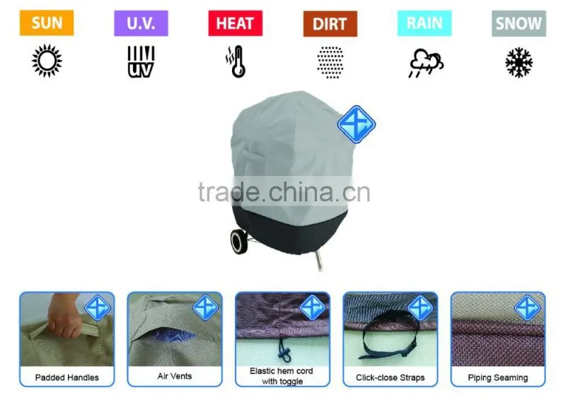 Hot sale outdoor waterproof wholesale anti-uv trolley kettle bbq cover