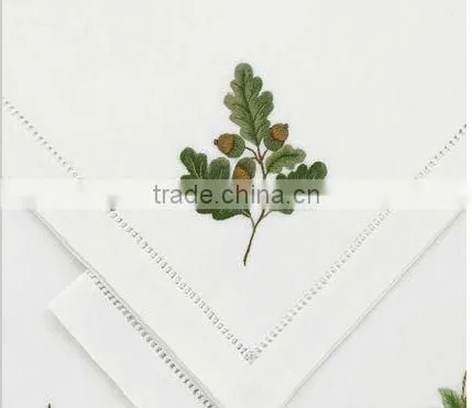 hand embroidery napkin ,hemstitch napkin,linen napkin,table napkin