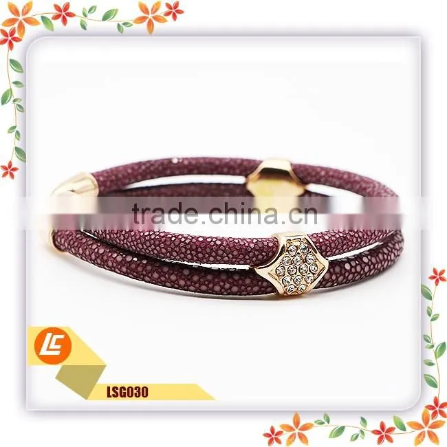 Womens genuine stingray leather bracelet colourful for Wholesale