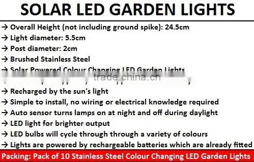 RGB LED solar garden light