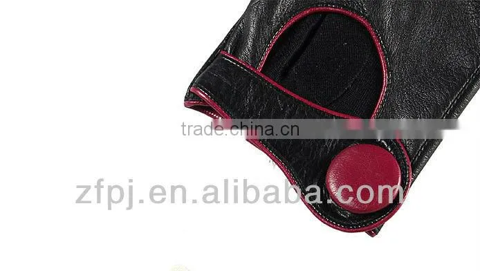 CCTV advisted red button leather palm short glove