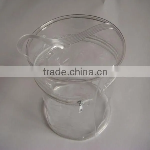 clear transparent PVC cylinder bag with zipper for small things