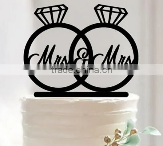 New Custom Personalized Bride and Groom Words Silhouette Wedding Cake Topper