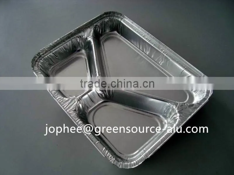 Three compartment aluminum foil container