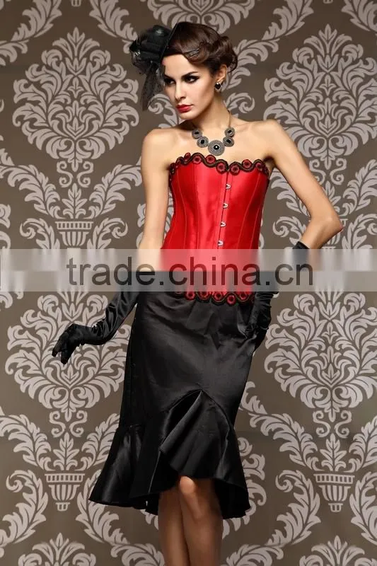 Fashion Hot Sell Satin Waist Training Corset with Fine Embroidery