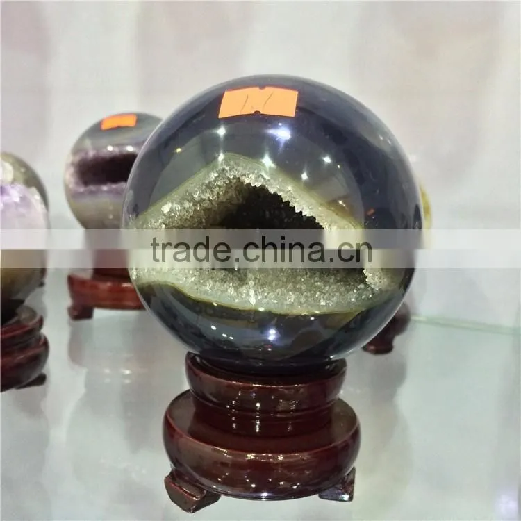 Natural Agate Geode Amethyst Geode Sphere Smile Crystal Ball
