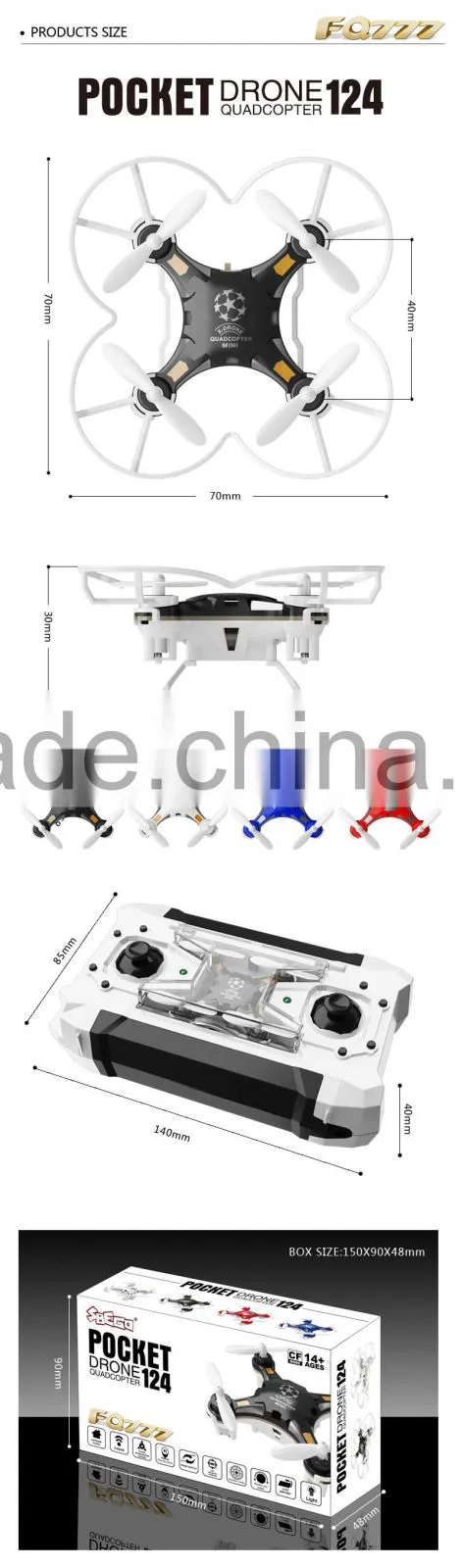 FQ777-124 Rc Mini Drones Pocket Drone 4CH 6Axis Gyro micro dron uav Quadcopter RTF