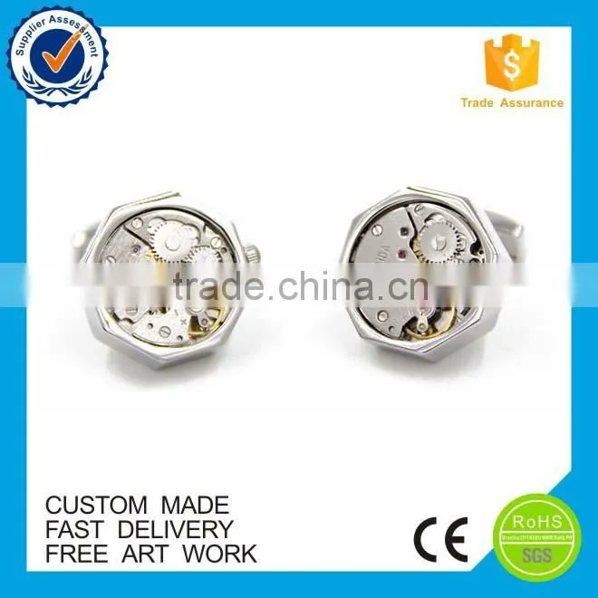 High end custom men's watch movement cufflinks