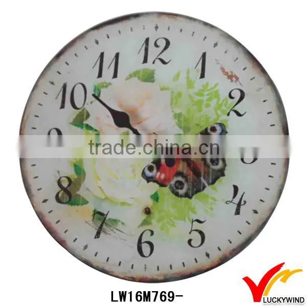 butterfly beautiful retro number custom printed wall clocks