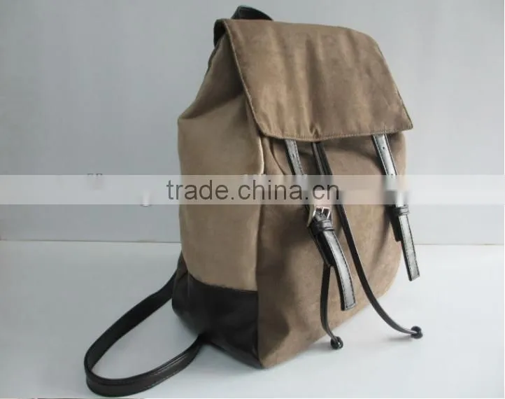 Durable fashional backpack with the faux suede fabric