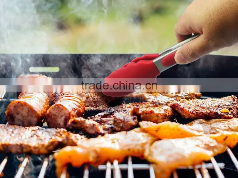 OEM Cooking Tools Silicone Handle Stainless Steel 304 BBQ Scissor Tong