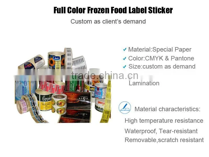 2015 Full Color Frozen Food Label Sticker Stickers For Isticks Cutting Printer Factory