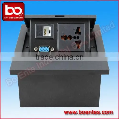 Office Worktop Smart Pop Up Socket for Tabletop Universal Power Plug and RJ45 Data/VGA Plug