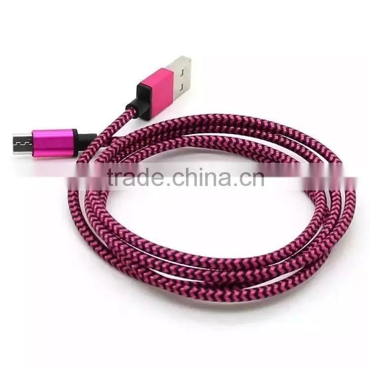 High Quality Colorful 1M 3FT for Samsung Braided Nylon Fabric Micro Charger Usb Cable