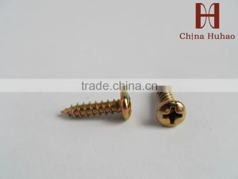 C1022 yellow zinc pan head self tapping screw to metal sheet