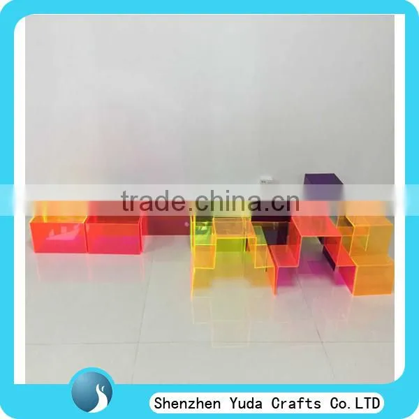 High clear acrylic plastic display risers with tiers, transparent acrylic riser displays